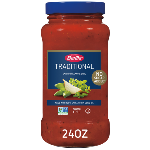 Pasta Sauce Barilla Pasta Sauce Traditional - No Added Sugar - Non-GMO, Gluten Free, Kosher hero