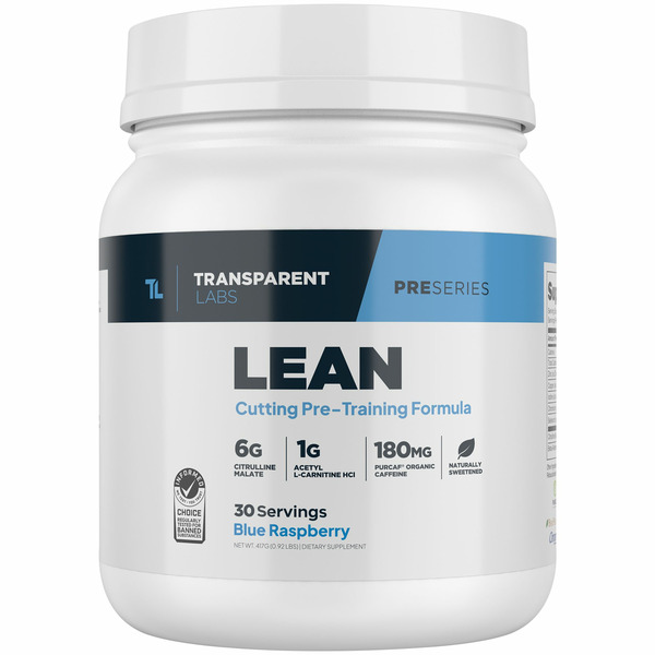 Transparent Labs Blue Raspberry PreSeries Lean Powder hero