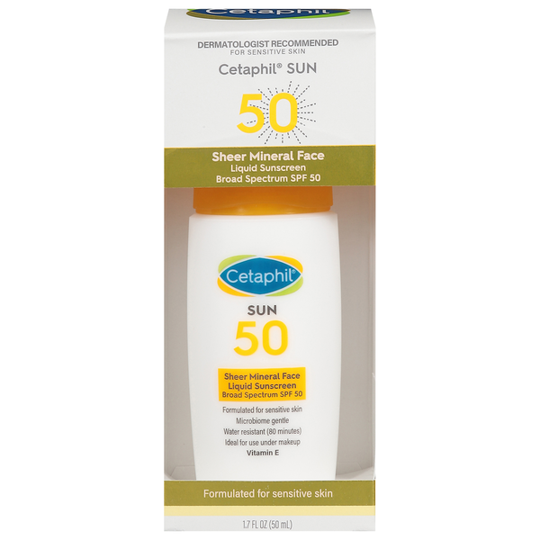 Sun Care Cetaphil Sunscreen, Liquid, Face, Sheer Mineral, Broad Spectrum SPF 50 hero