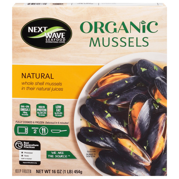 Frozen Meat & Seafood Next Wave Seafood Organic Mussels, Natural hero