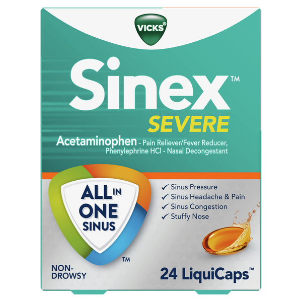 Cold, Flu & Allergy Vicks All-In-One Sinus Relief, Non-Drowsy, Sinus Decongestant hero