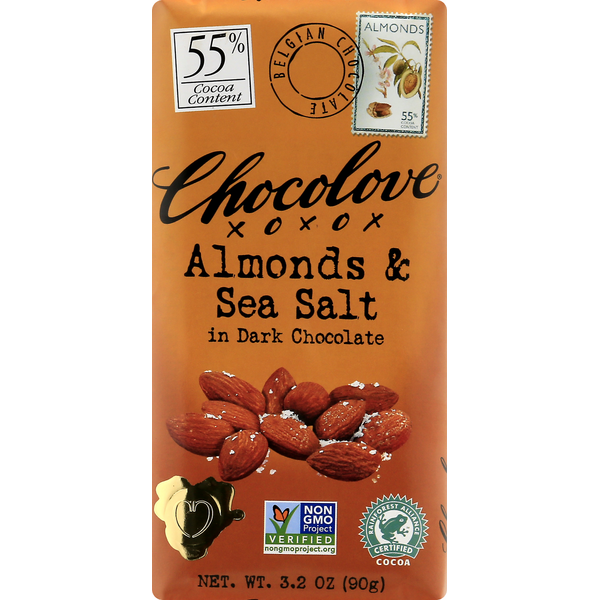 Candy & Chocolate Chocolove Dark Chocolate, Almonds & Sea Salt, 55% Cocoa hero