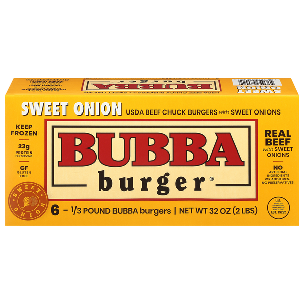 Frozen Meat Bubba Burger Burgers, Beef Chuck, Sweet Onion hero