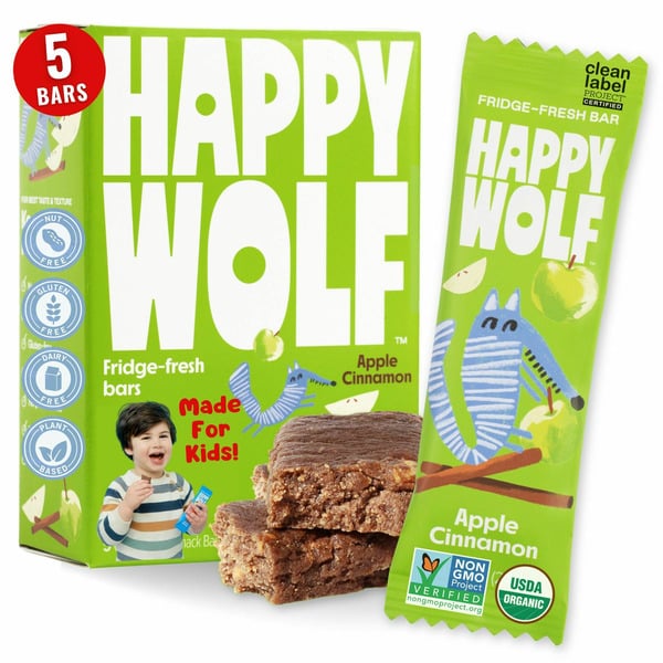 Candy & Chocolate Happy Wolf Fridge-Fresh Kids Snack Bars, Apple Cinnamon hero