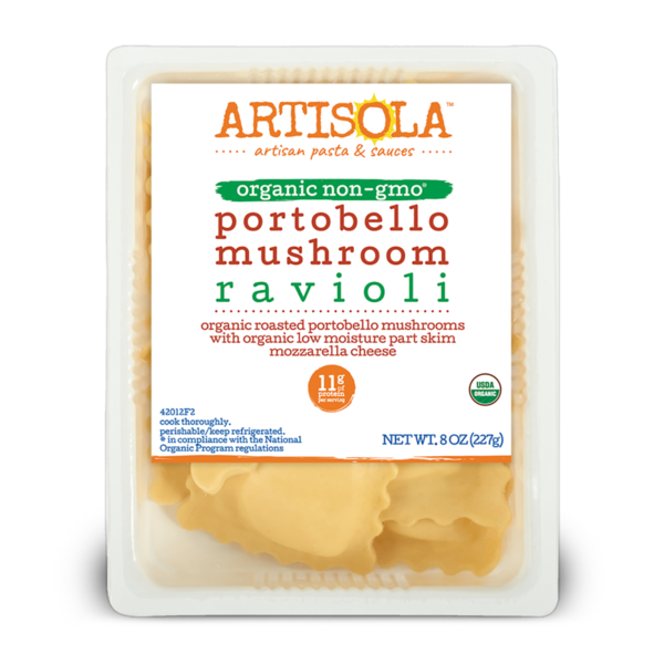 Fresh Pasta ARTISOLA Organic roasted portobello mushrooms and cheeses. hero