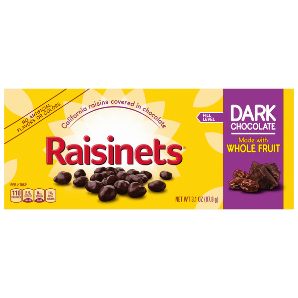 Candy, Chocolate & Gum Raisinets Dark Chocolate Covered Raisins, Concession Box, Bulk Ferrero Candy hero