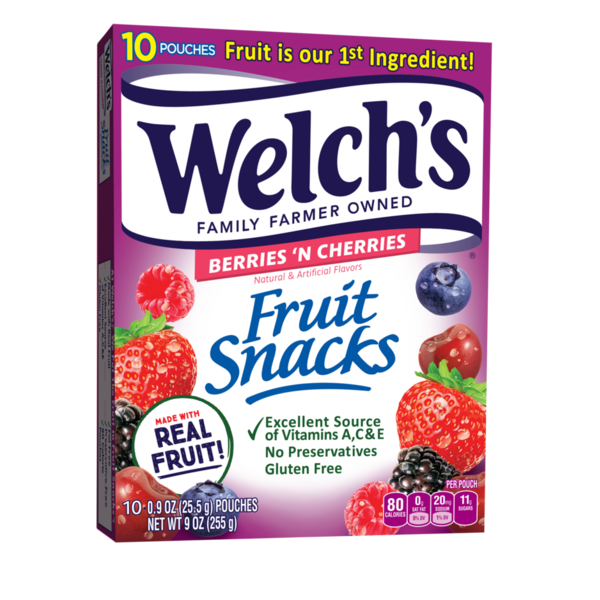 Fruit & Vegetable Snacks Welch's Fruit Snacks, Berries 'n Cherries hero