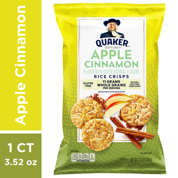 Fruit & Vegetable Snacks Quaker Rice Crisps, Apple Cinnamon hero