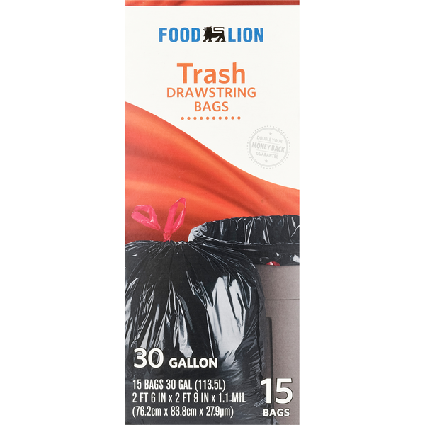 Trash Bags & Liners Food Lion Drawstring Trash Bags 30 Gallon hero