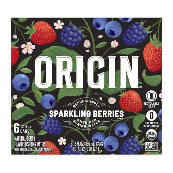 Water, Seltzer & Sparkling Water Origin Sparkling 100% Natural Spring Water, Berries hero