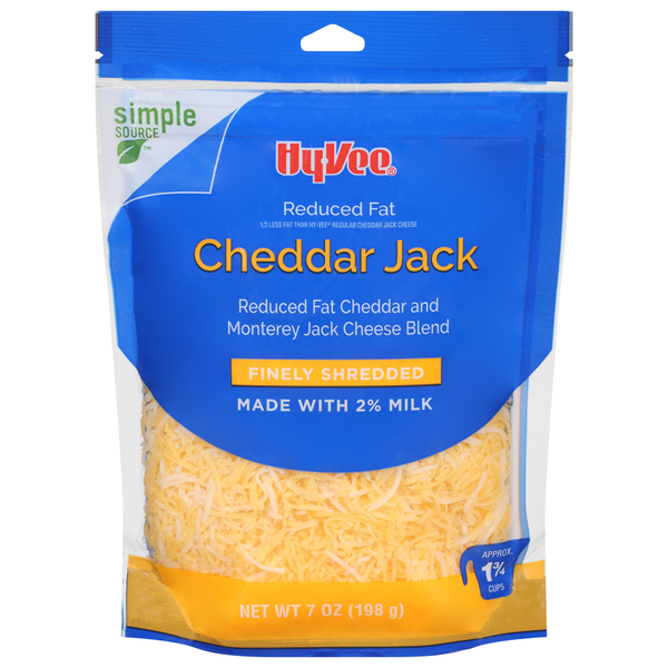 Packaged Cheese Hy-Vee Cheese, Reduced Fat, Cheddar Jack, Finely Shredded hero