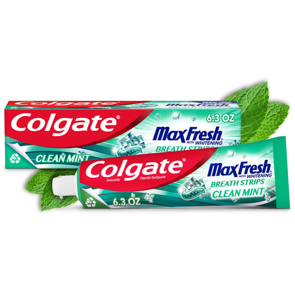 Oral Hygiene Colgate Whitening Toothpaste With Mini Breath Strips, Clean Mint hero