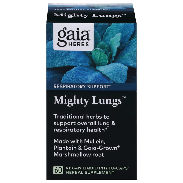 Mushrooms, Herbs & Tinctures Gaia Herbs Mighty Lungs, Respiratory Support, Liquid Phyto-Caps hero