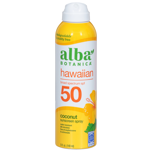 Body Lotions & Soap Alba Botanica Sunscreen Spray, Hawaiian, Coconut, Broad Spectrum SPF 50 hero