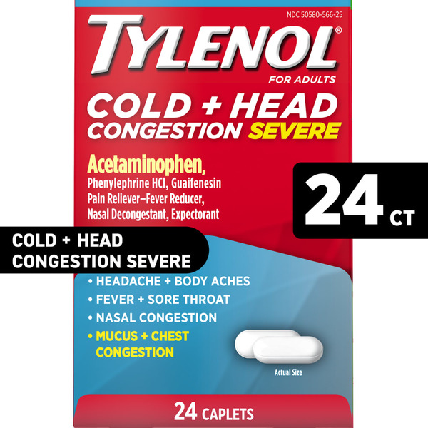 Cold, Flu & Allergy TYLENOL + Head Congestion Severe Medicine Caplets hero