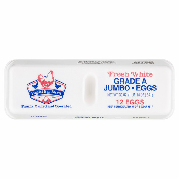 Puglisi Egg Farms Fresh White Grade A Jumbo Eggs hero