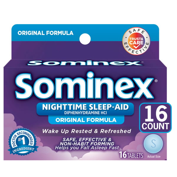 Stress & Sleep Aids Sominex Nighttime Sleep-Aid with Diphenhydramine HCl 25 mg, Original Formula hero