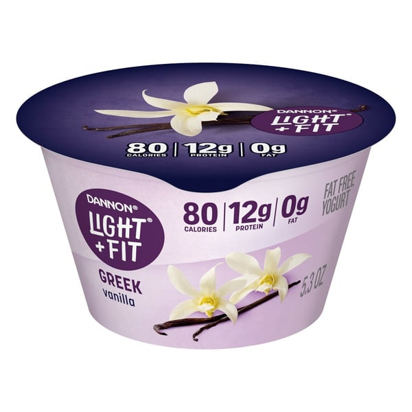 Yogurt Dannon Light + Fit Vanilla Greek Fat Free Yogurt Cup hero