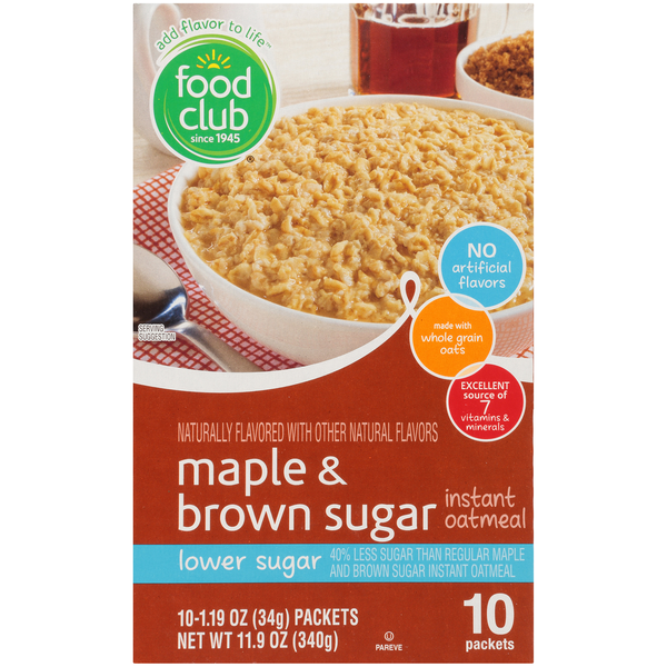 Hot Cereal & Pancake Mixes Food Club Maple & Brown Sugar Instant Oatmeal hero