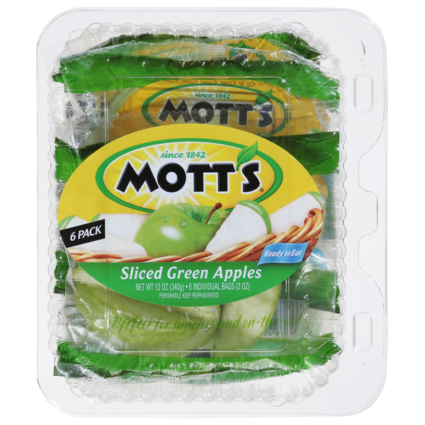 Packaged Vegetables & Fruits Mott's Green Apples, Sliced, 6 Pack hero