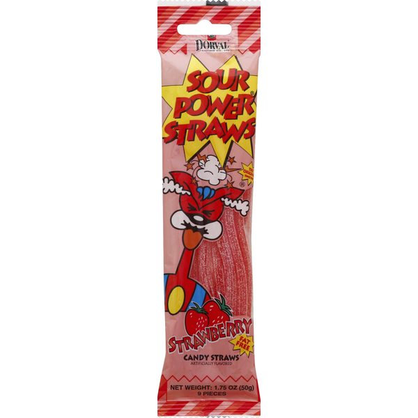 Candy & Chocolate Dorval Sour Power Straws, Strawberry hero