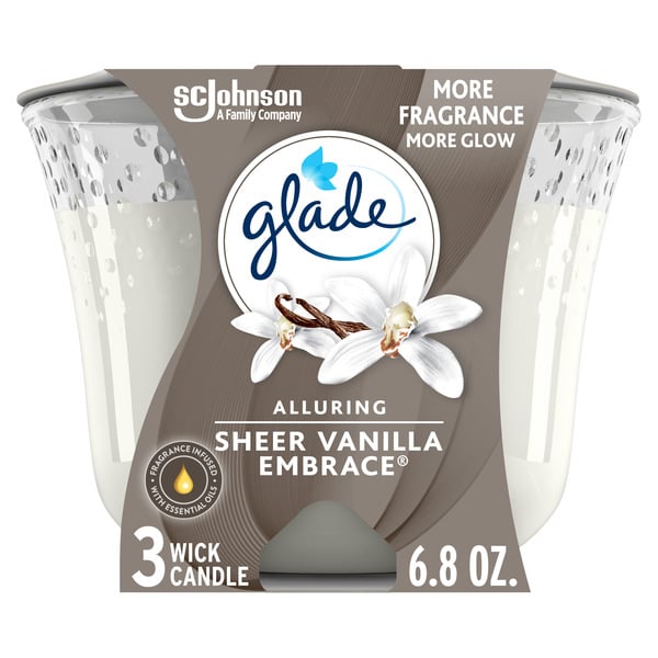 Air Fresheners & Candles Glade 3-Wick Scented Candle, Alluring Sheer Vanilla Embrace hero