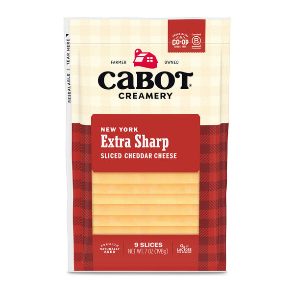 Packaged Cheese Cabot New York Extra Sharp Yellow Sliced Cheddar Cheese hero