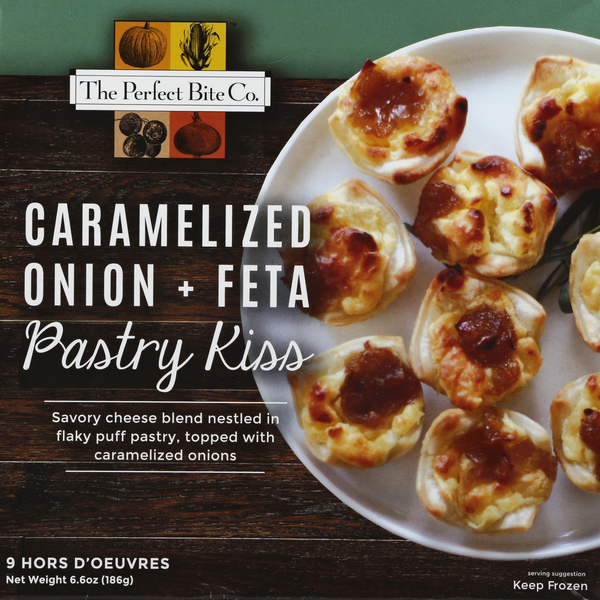 Frozen Appetizers & Sides The Perfect Bite Company Pastry Kiss, Caramelized Onion + Feta hero