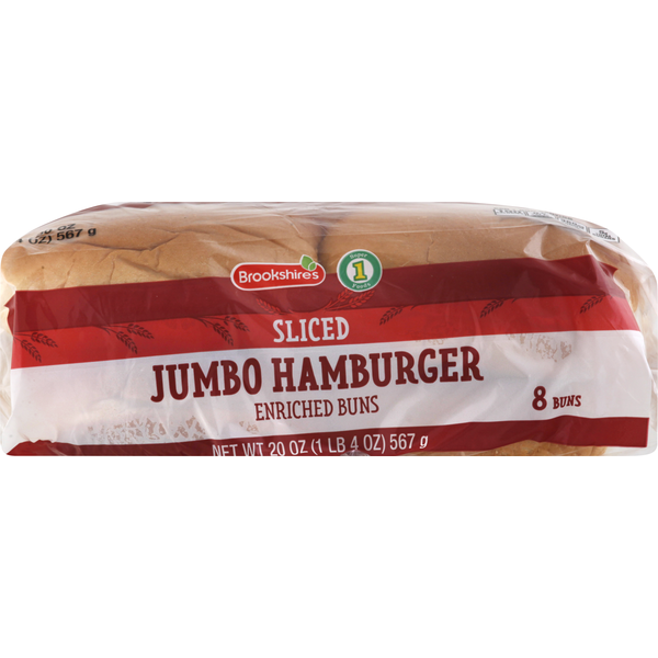 Buns & Rolls Brookshire's Buns, Enriched, Hamburger, Jumbo, Sliced hero