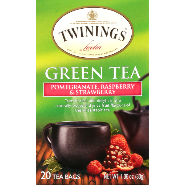 Tea Twinings Green Tea, Pomegranate, Raspberry & Strawberry, Tea Bags hero