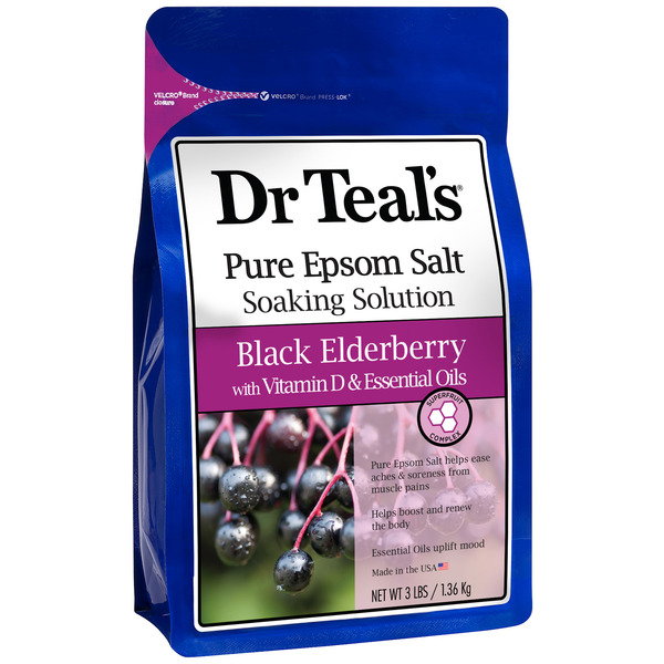 Dr Teal’s Pure Epsom Salt Soak, Black Elderberry with Vitamin D hero