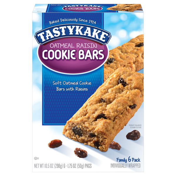 Cookies & Cakes Tastykake Oatmeal Raisin Soft Cookie Bars hero