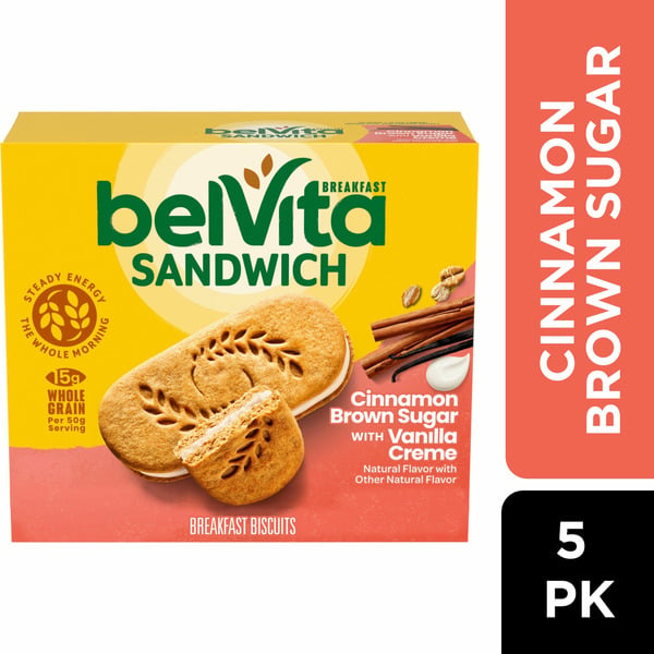 Breakfast Bars & Pastries belVita Breakfast Cinnamon Brown Sugar With Vanilla Creme Breakfast Biscuits Sandwiches hero