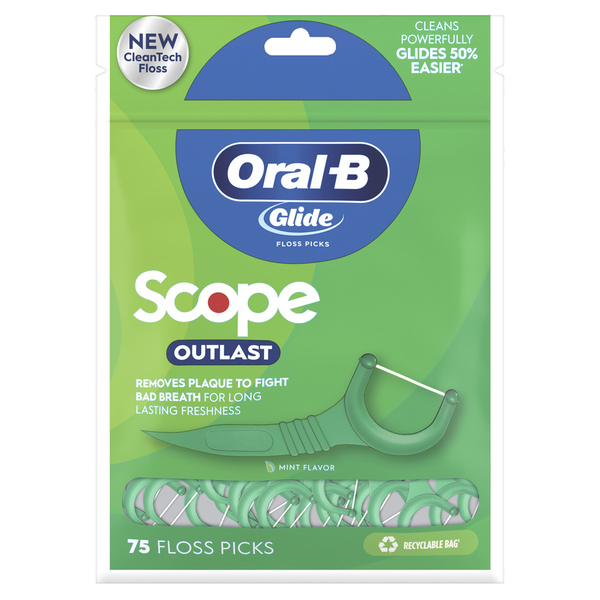 Oral-B Dental Floss Picks with Scope Outlast, Mint hero