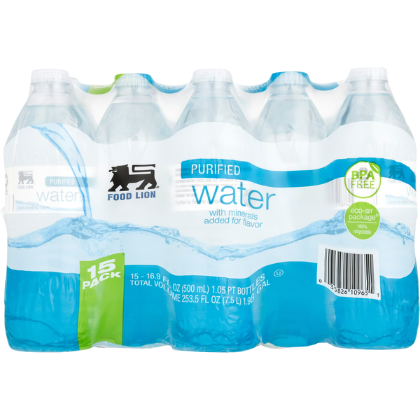 Water, Seltzer & Sparkling Water Food Lion Water, Purified, 15 Pack hero