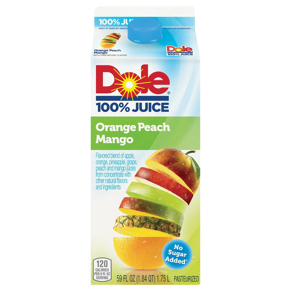 Canned Fruit & Applesauce Dole Juice, Orange Peach Mango hero