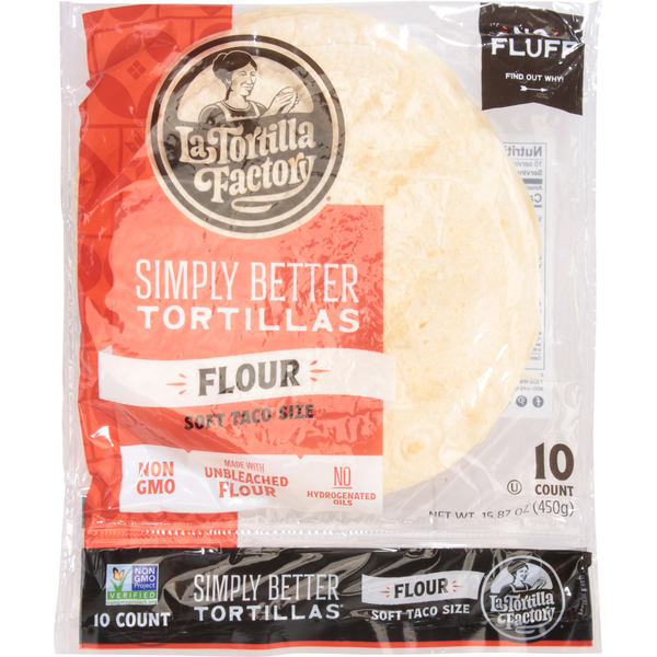 Tortillas & Flat Bread La Tortilla Factory Tortillas, Flour, Soft Taco Size, Simply Better hero