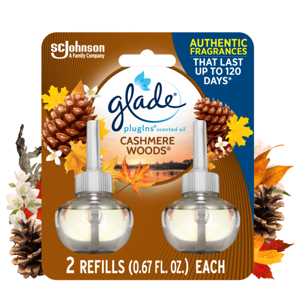 Air Fresheners & Candles Glade® PlugIns Scented Oil Air Freshener Refills, Cashmere Woods hero