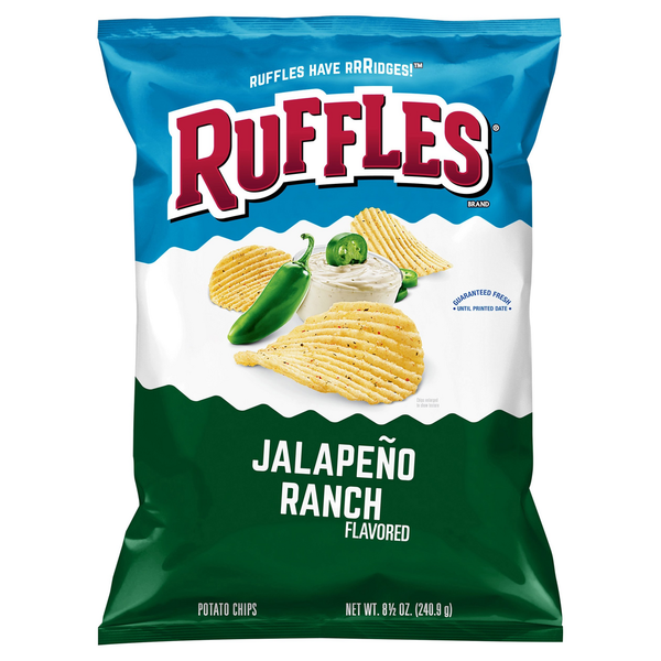 Chips & Pretzels Ruffles Jalapeno Ranch Flavored Potato Chips hero