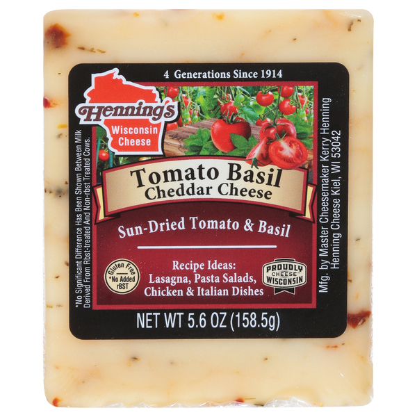 Henning's Cheddar Cheese, Tomato Basil hero