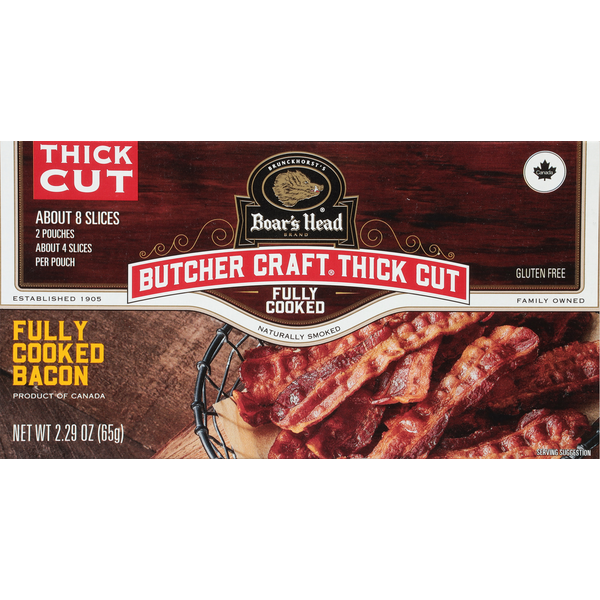 Packaged Meat Boar's Head Butcher Craft Thick Cut Naturally Smoked Bacon hero