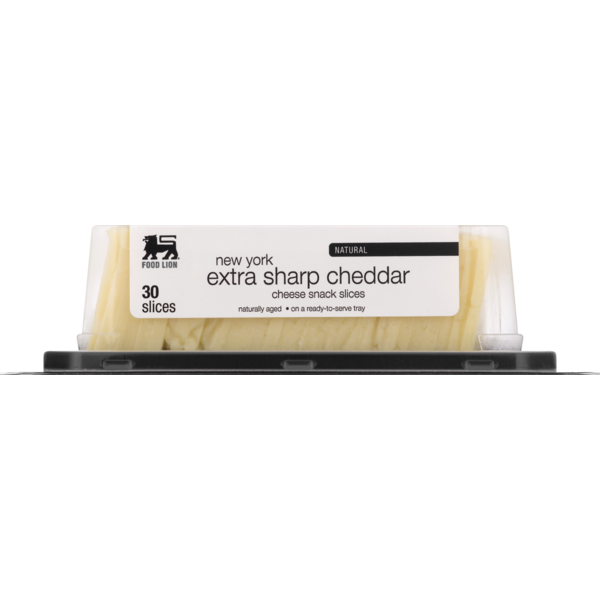 Packaged Cheese Food Lion Natural New York Extra Sharp Cheddar Cheese Snack Slices hero