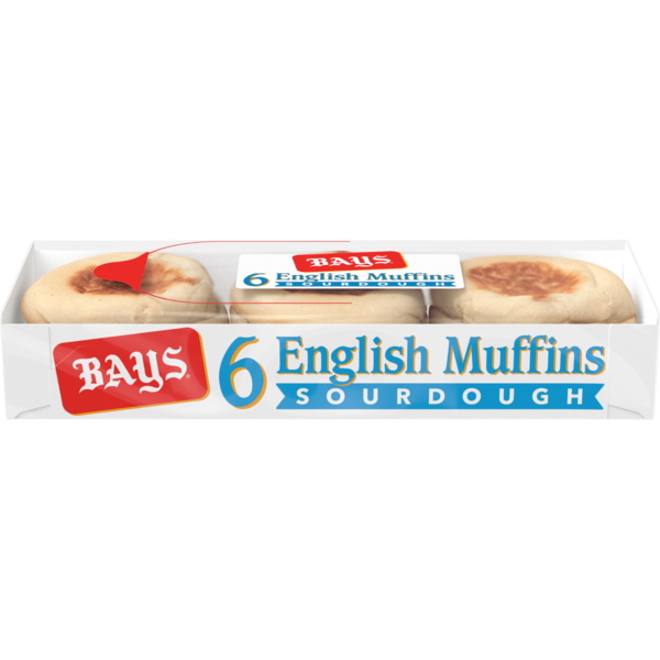 Breakfast Bakery Bays 6 count, Sourdough Pre-sliced English Muffins, Refrigerated hero