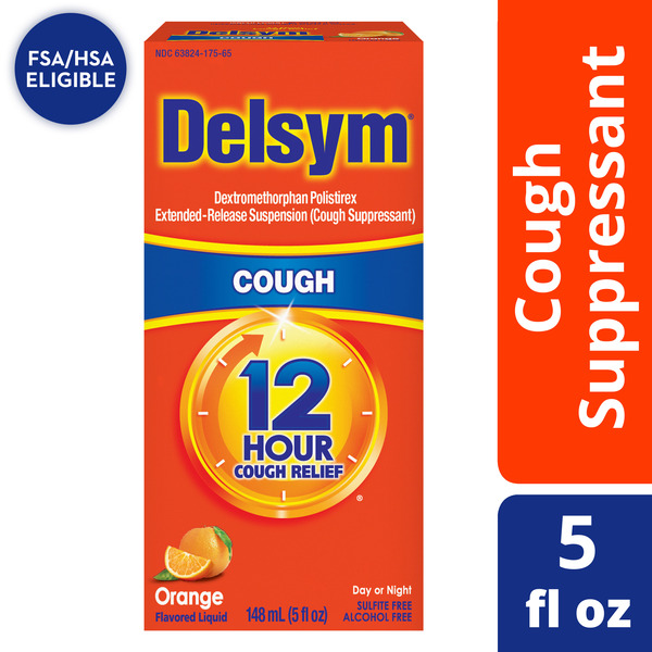 Cold, Flu & Allergy Delsym® Adult Cough Suppressant Liquid, Orange Flavor hero