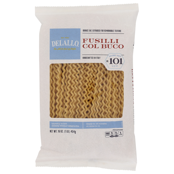 Dry Pasta DeLallo Fusilli Col Buco #101 hero