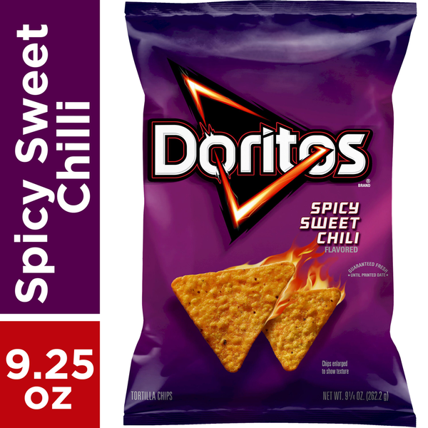 Chips & Pretzels Doritos Flavored Tortilla Chips, Spicy Sweet Chili hero