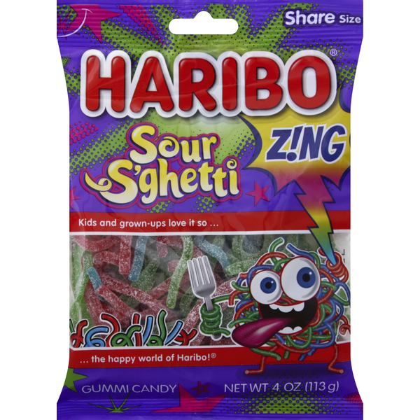 Candy & Chocolate HARIBO Gummi Candy, Sour Sghetti, Share Size hero