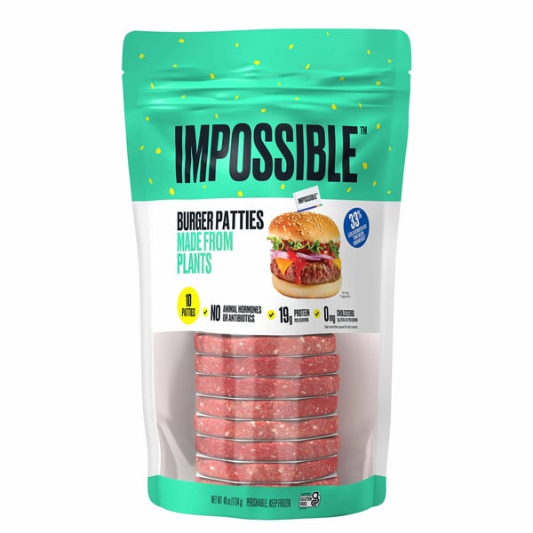 Frozen Meals Impossible Plant-Based Burger Patties, 10 x 4 oz hero