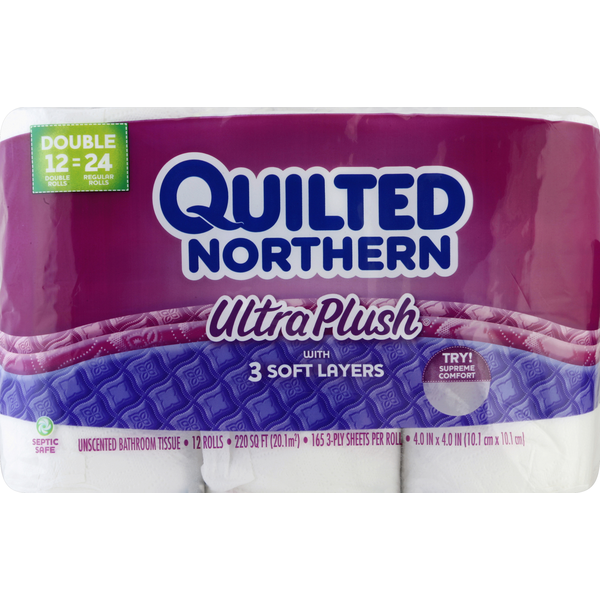 Paper Goods Quilted Northern Bathroom Tissue, Unscented, Double Rolls, 3-Ply hero