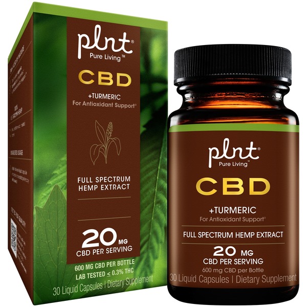 CBD Softgels & Capsules Plnt 20mg CBD + Turmeric Capsules hero